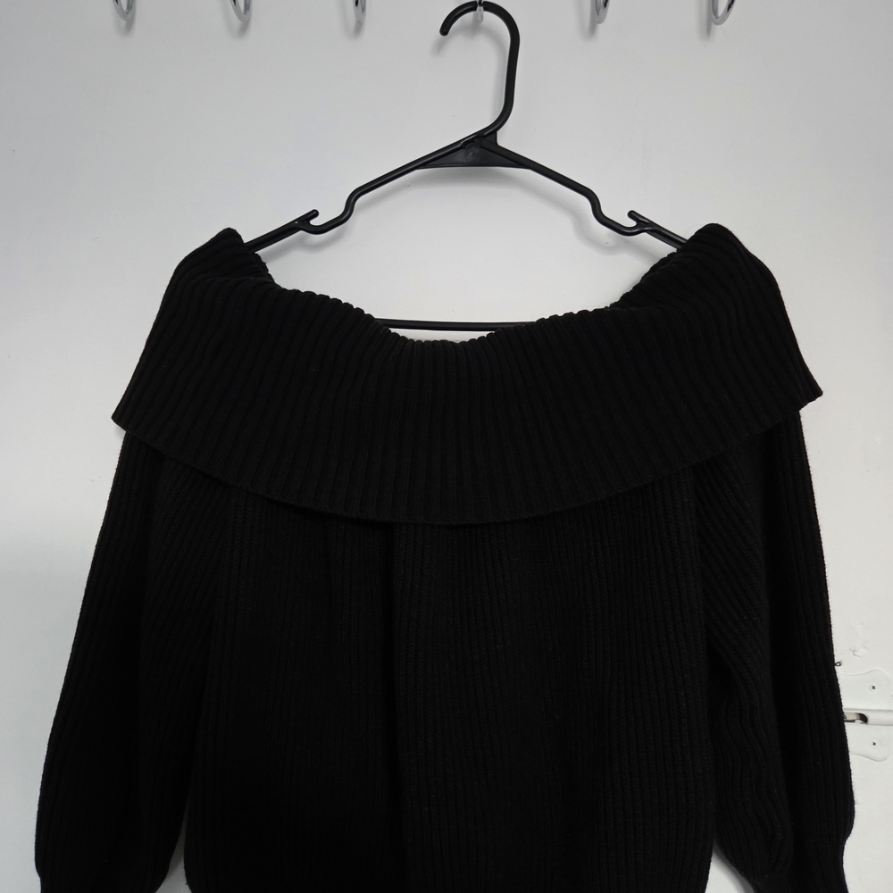 Black Off Shoulder Ribbed Sweater – Cozy Chic